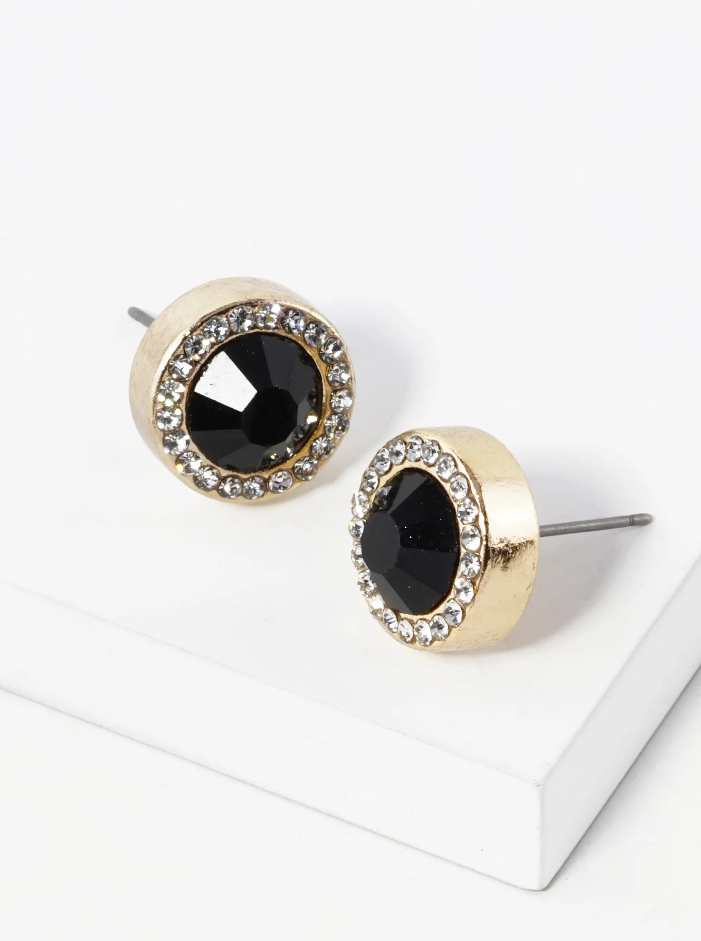 Crystal Pave 12mm Stone Button Stud Earrings