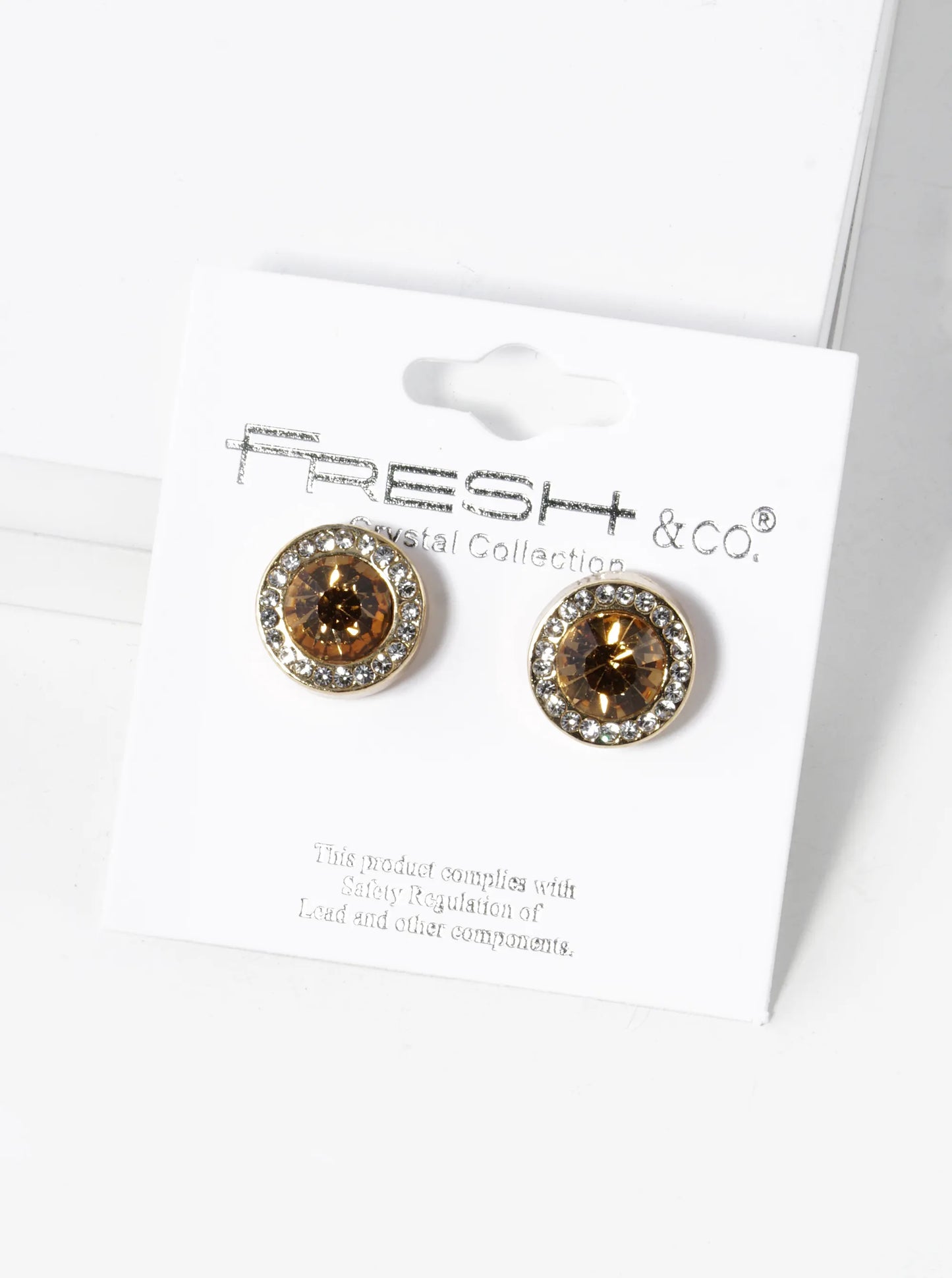 Crystal Pave 12mm Stone Button Stud Earrings
