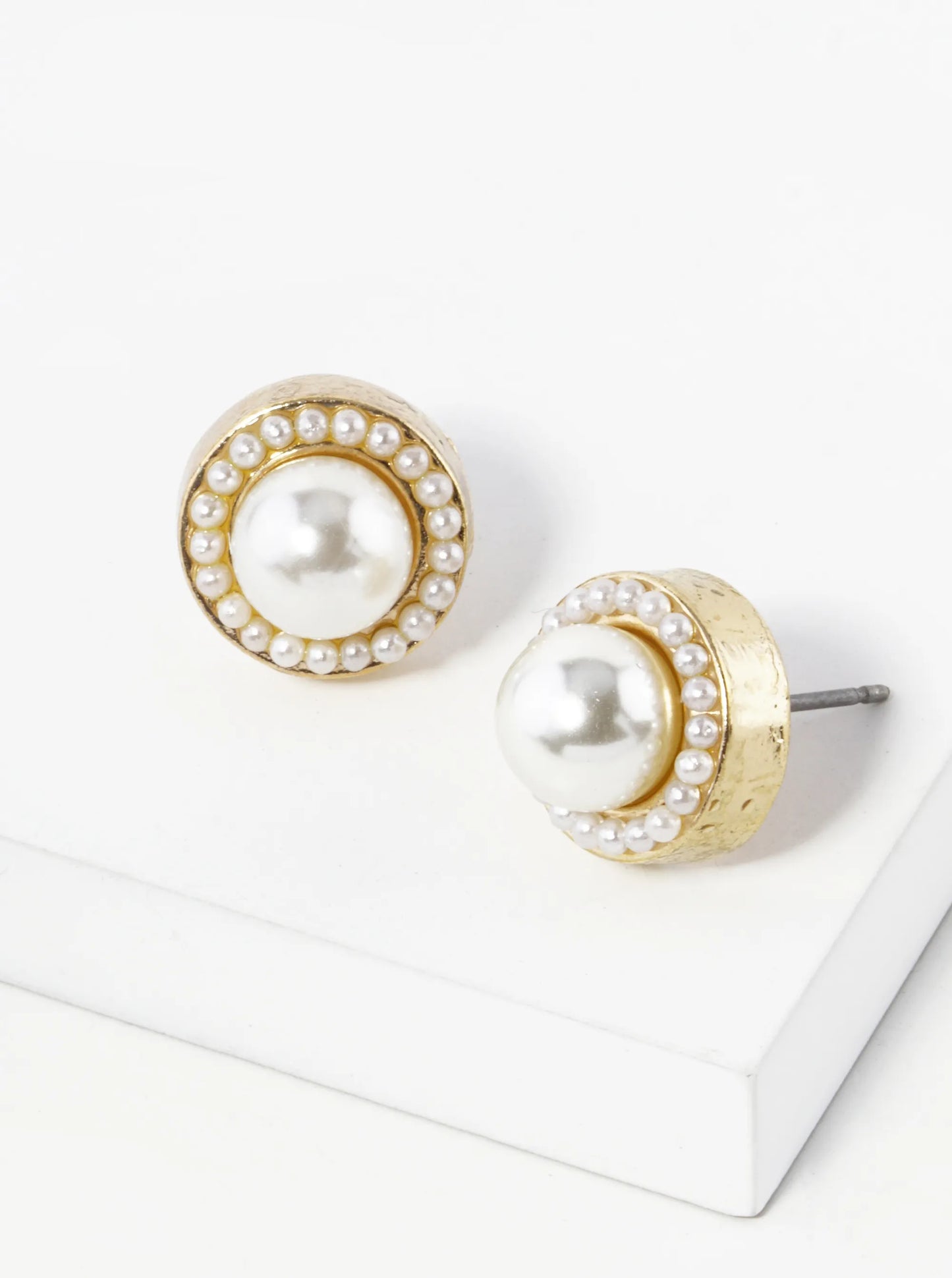 Crystal Pave 12mm Stone Button Stud Earrings