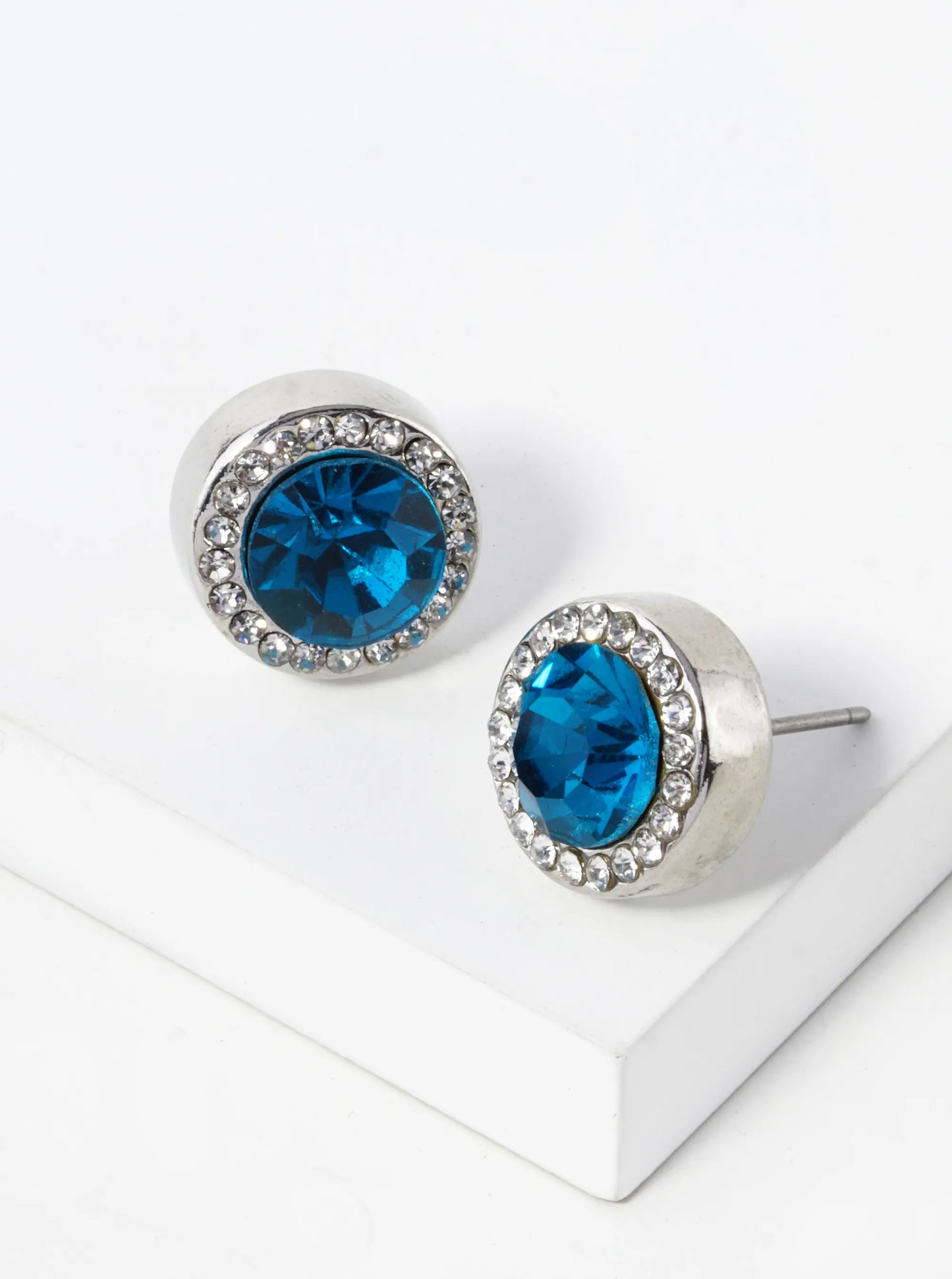 Crystal Pave 12mm Stone Button Stud Earrings
