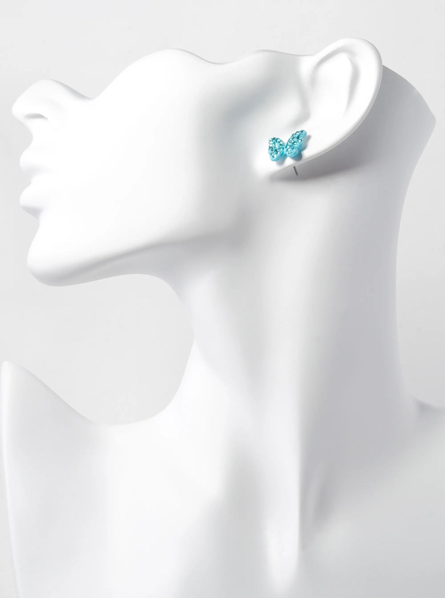 Crystal Pave 13mm Butterfly Post Stud Earrings