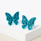 Crystal Pave 13mm Butterfly Post Stud Earrings