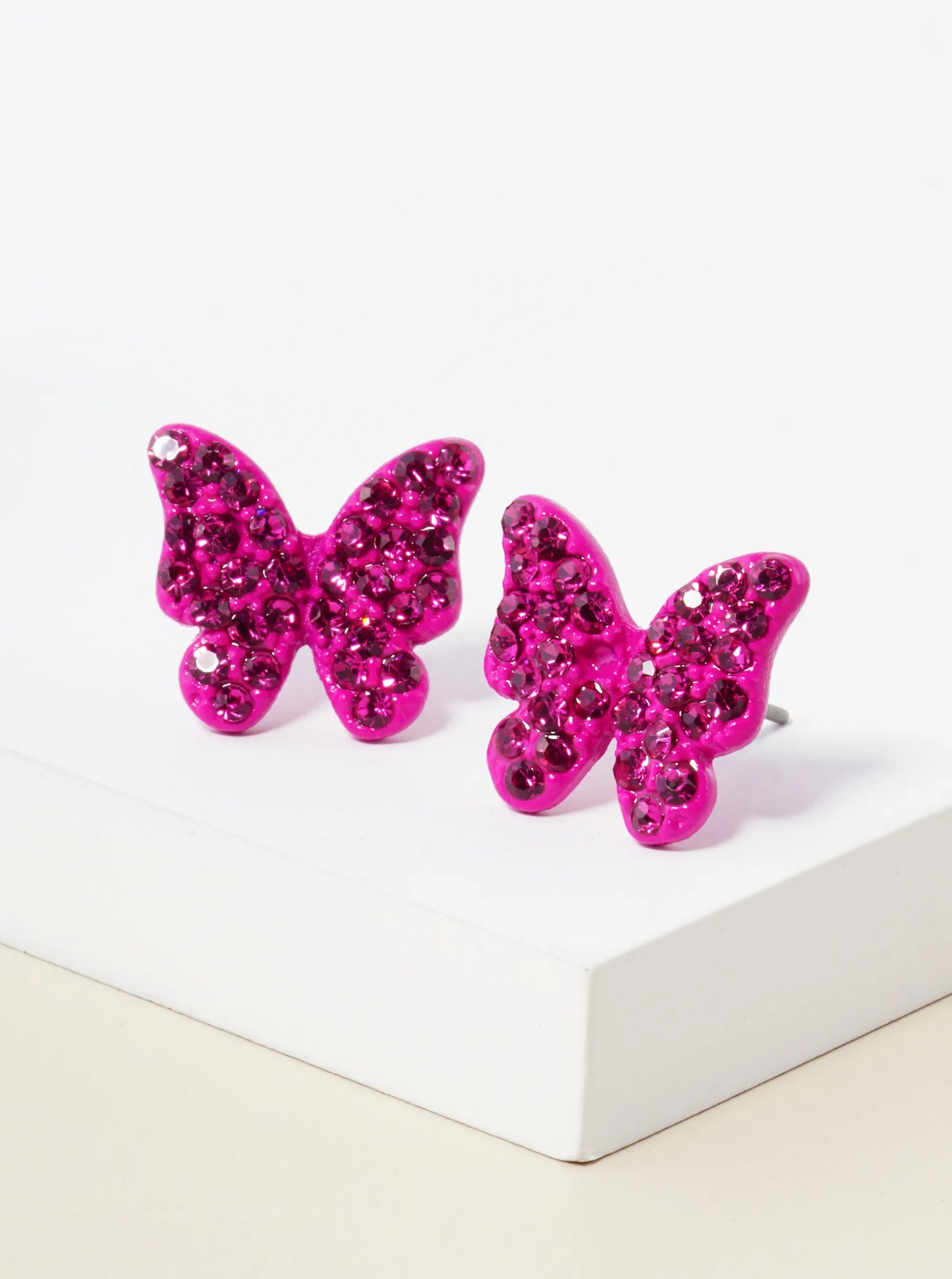 Crystal Pave 13mm Butterfly Post Stud Earrings