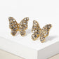Crystal Pave 13mm Butterfly Post Stud Earrings