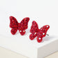 Crystal Pave 13mm Butterfly Post Stud Earrings