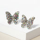 Crystal Pave 13mm Butterfly Post Stud Earrings