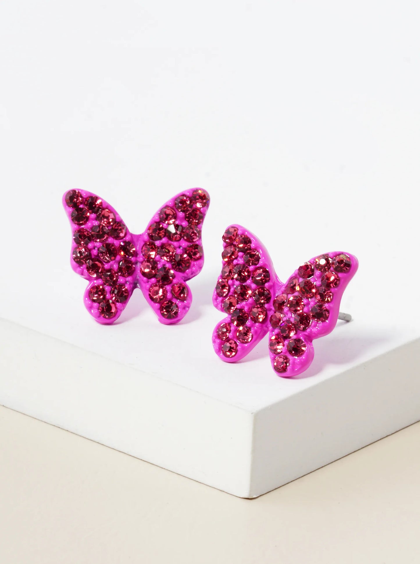 Crystal Pave 13mm Butterfly Post Stud Earrings
