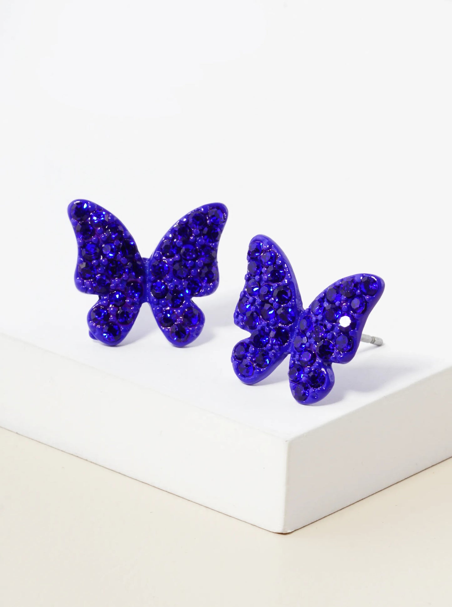 Crystal Pave 13mm Butterfly Post Stud Earrings