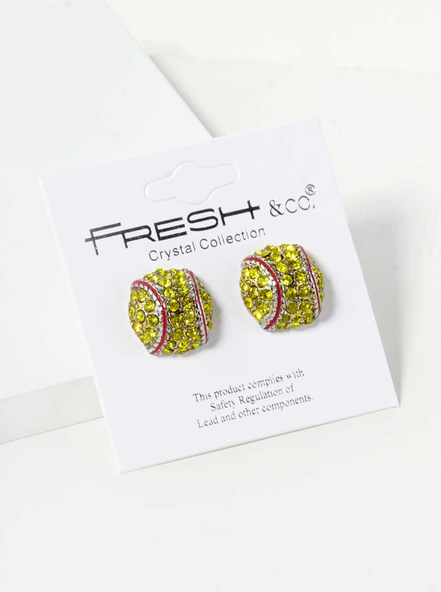 Crystal Pave 13mm Half Circle Baseball Stud Earrings