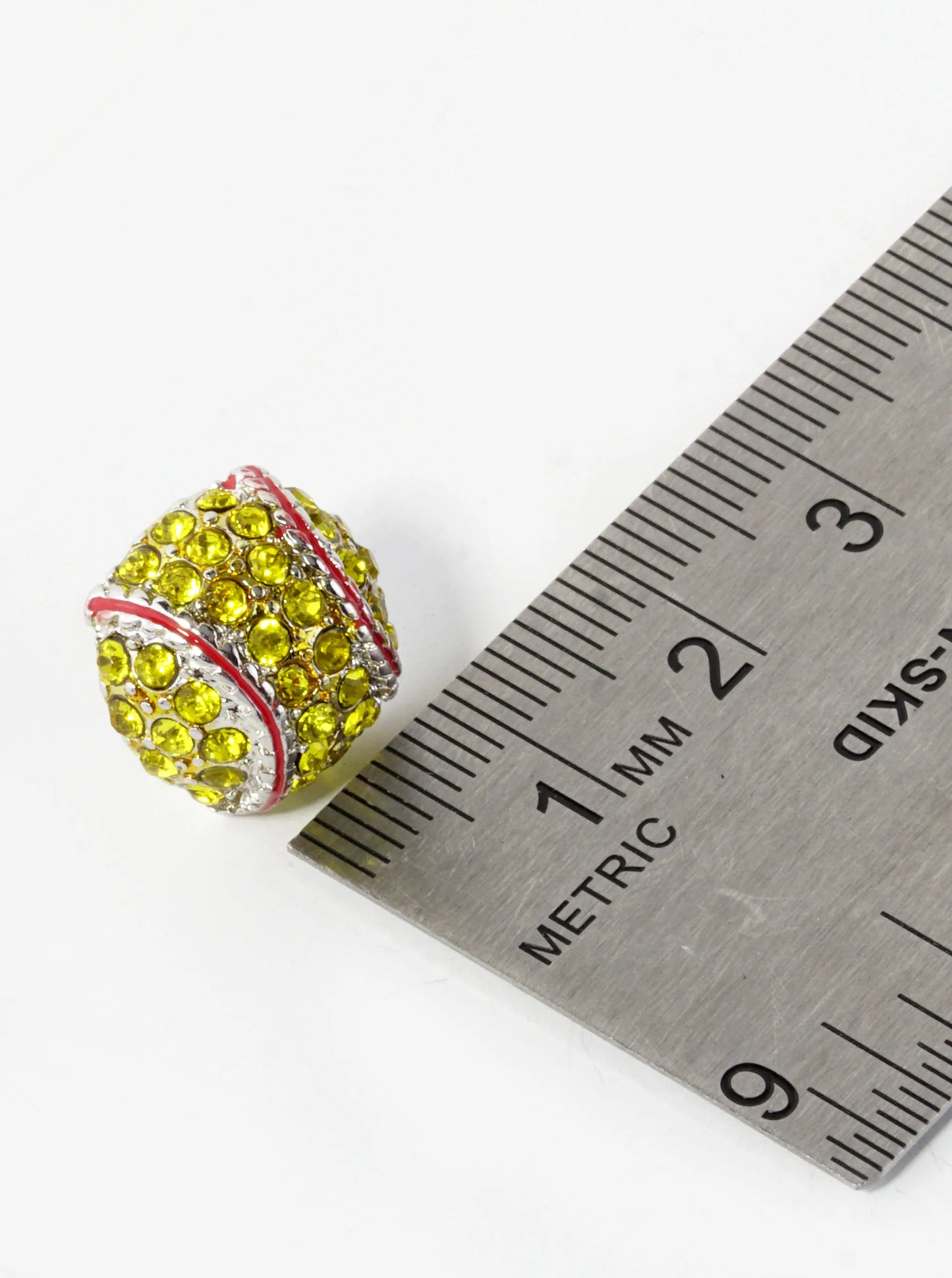 Crystal Pave 13mm Half Circle Baseball Stud Earrings