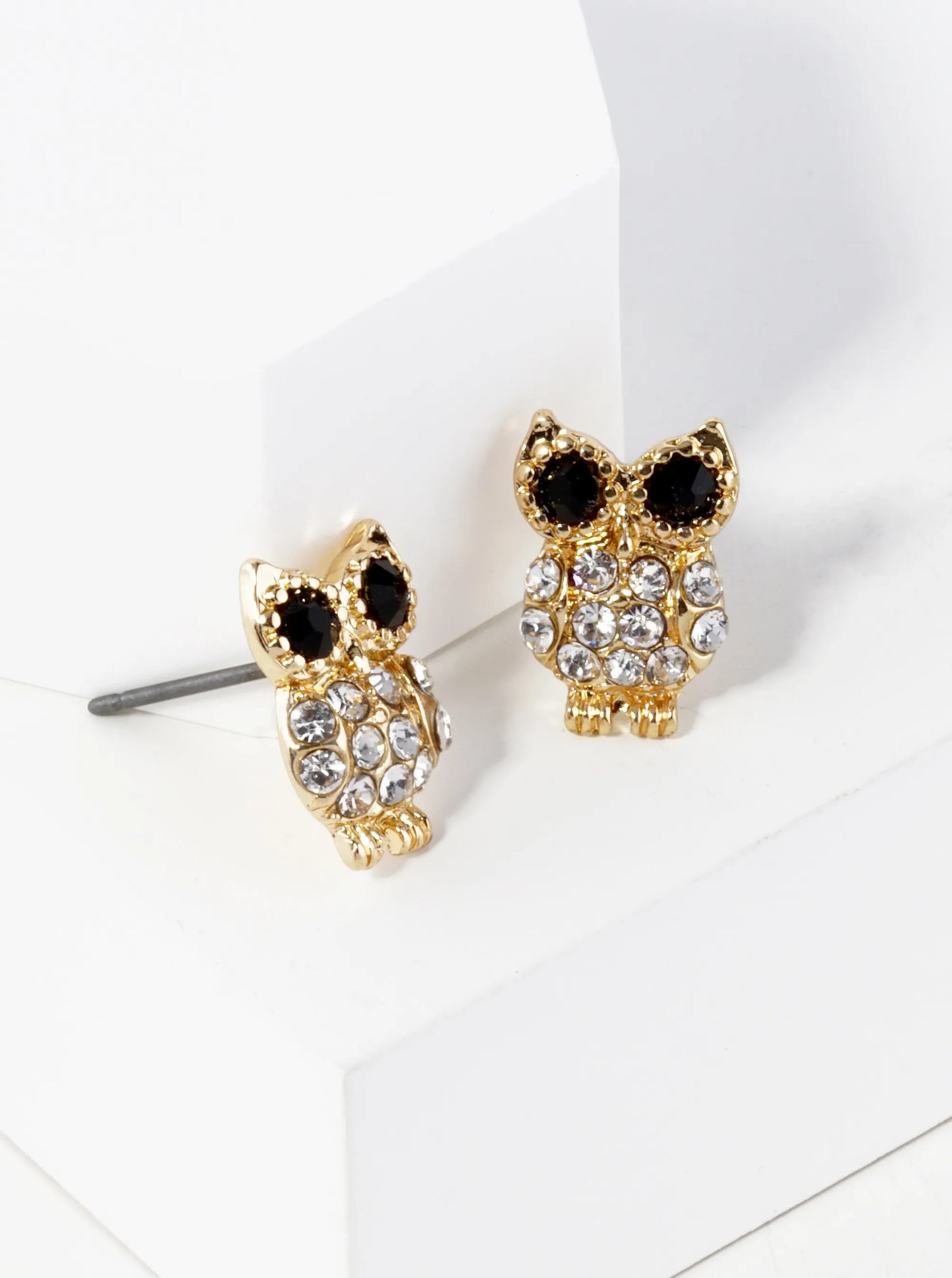 Crystal Pave 13mm Owl Spiritual Stud Earrings