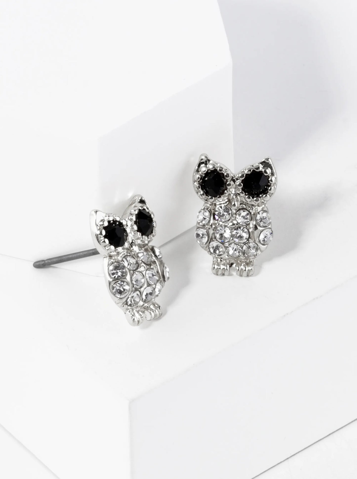Crystal Pave 13mm Owl Spiritual Stud Earrings