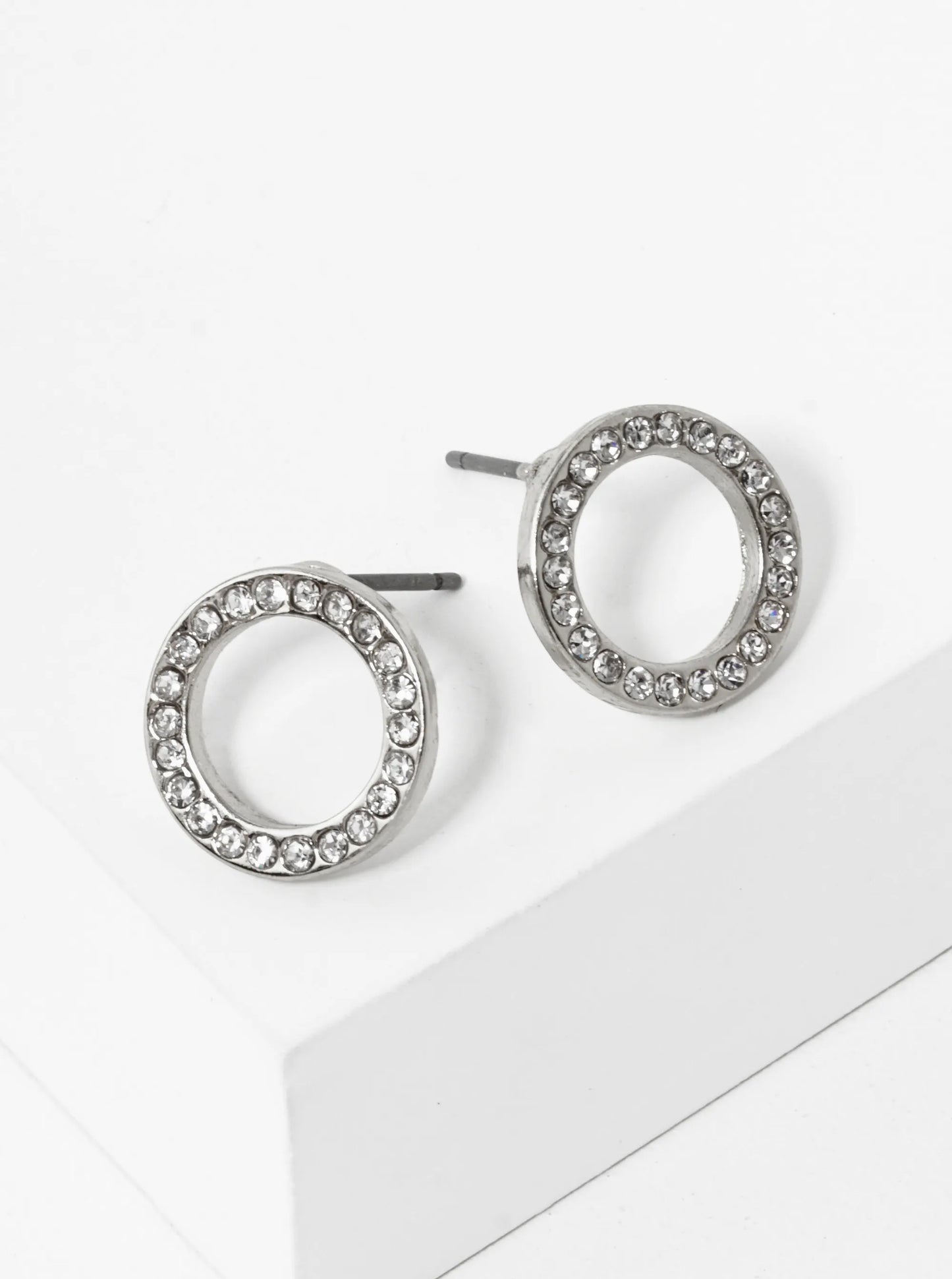 Crystal Pave 13mm Round Stud Earrings
