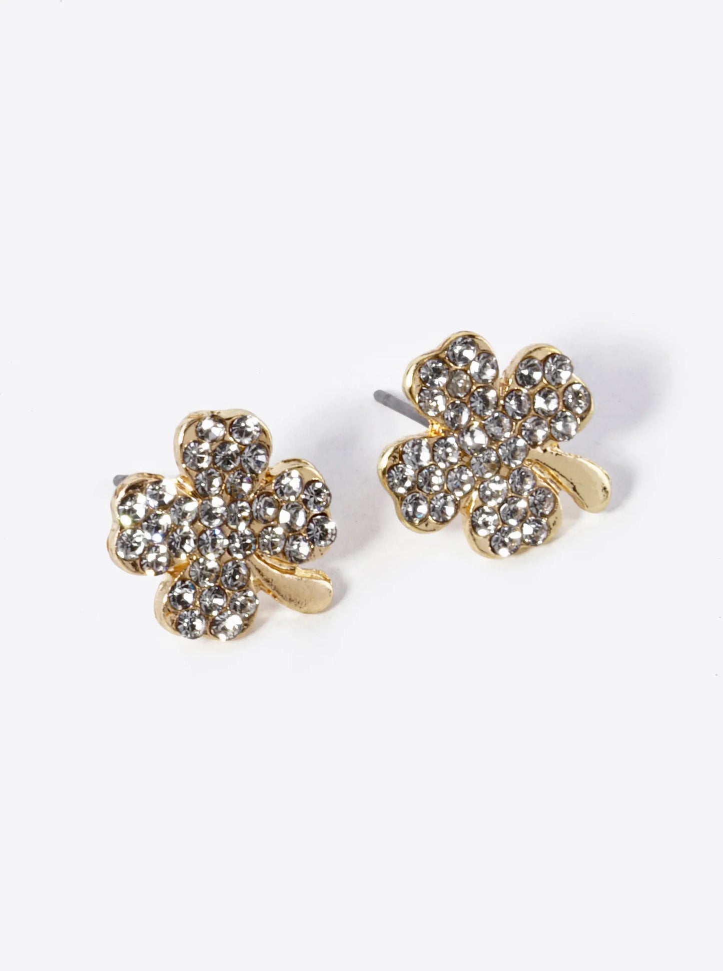 Crystal Pave 14mm Four-Leaf Clover Stud Earrings