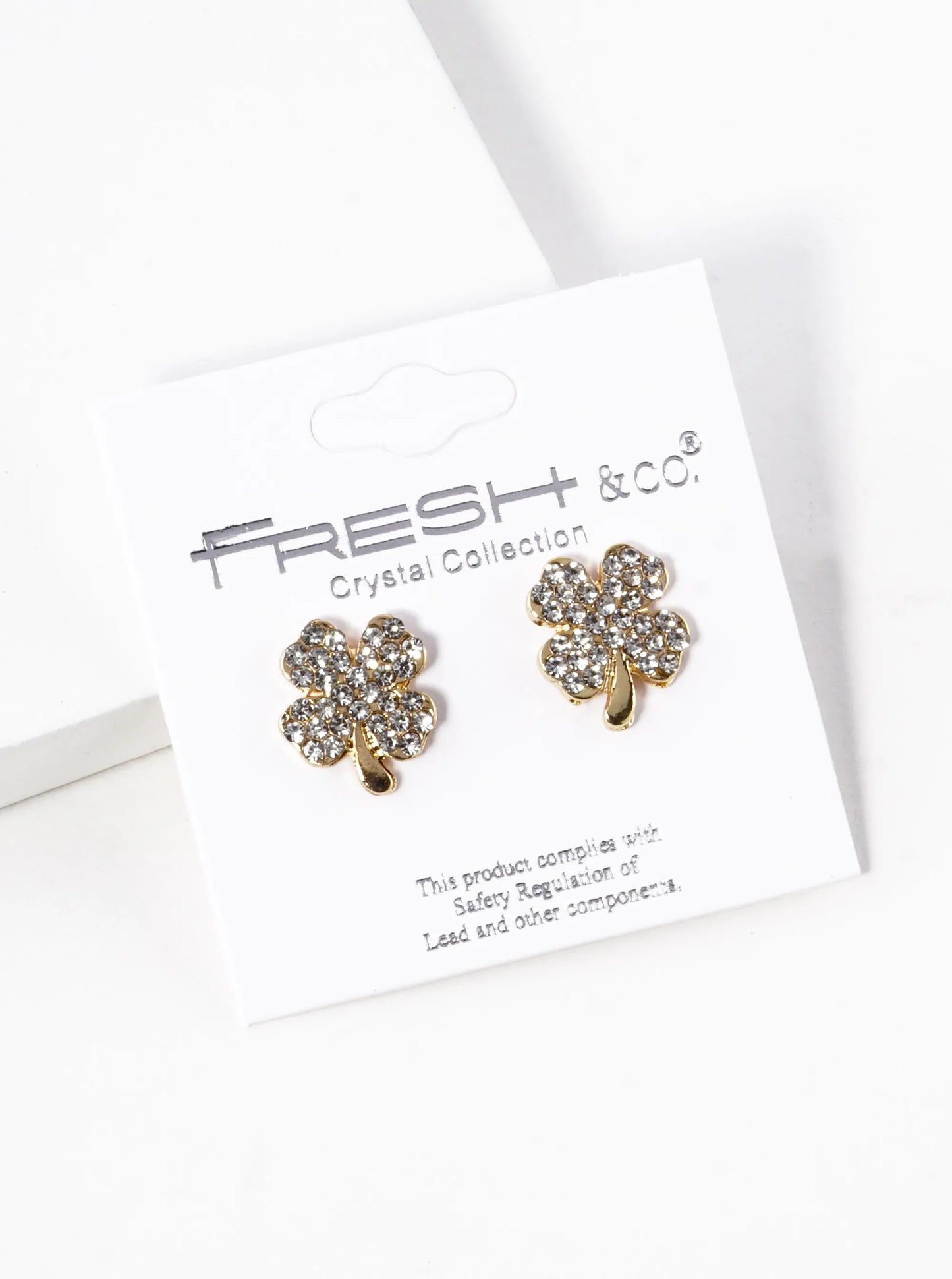 Crystal Pave 14mm Four-Leaf Clover Stud Earrings