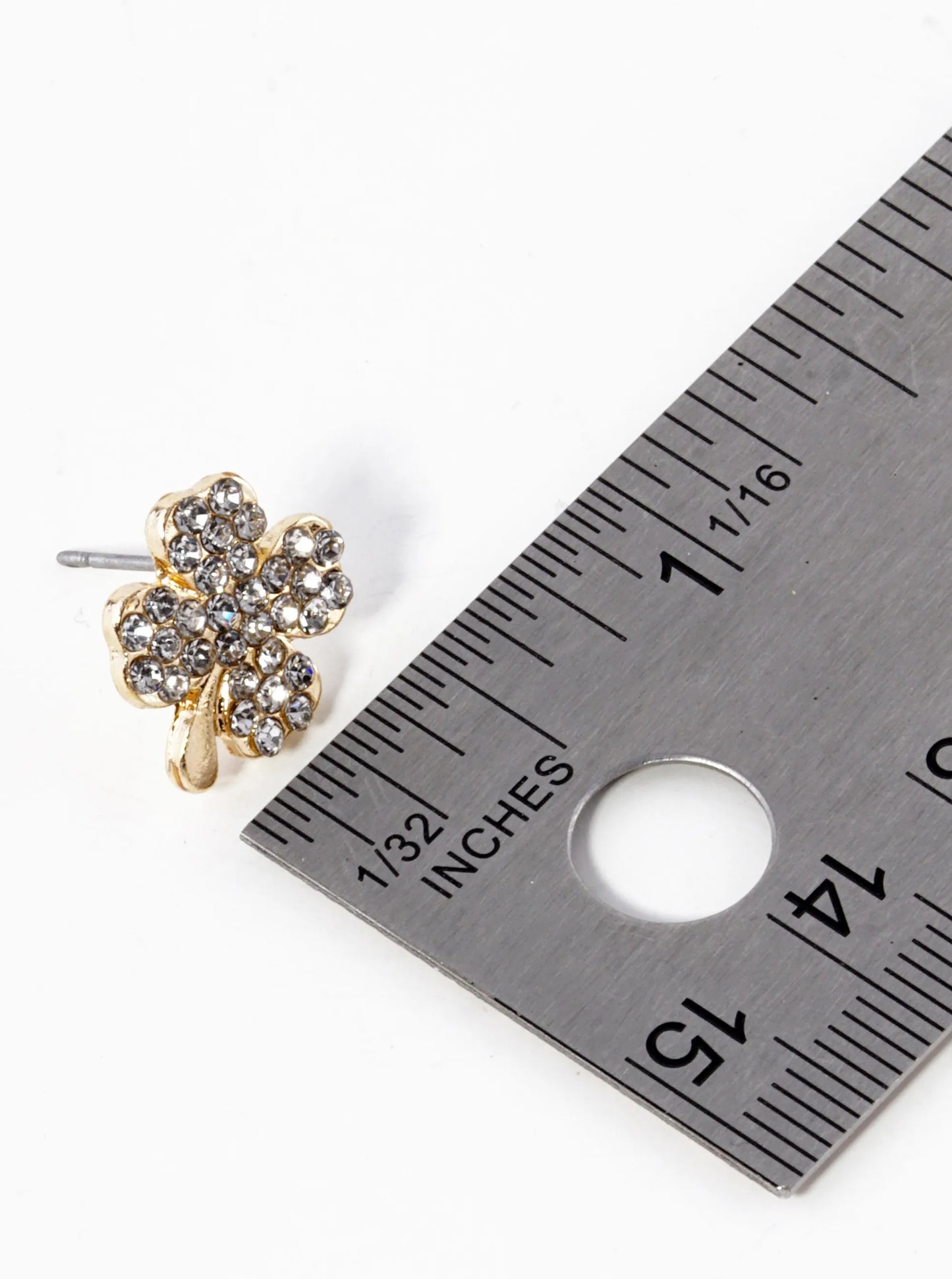 Crystal Pave 14mm Four-Leaf Clover Stud Earrings