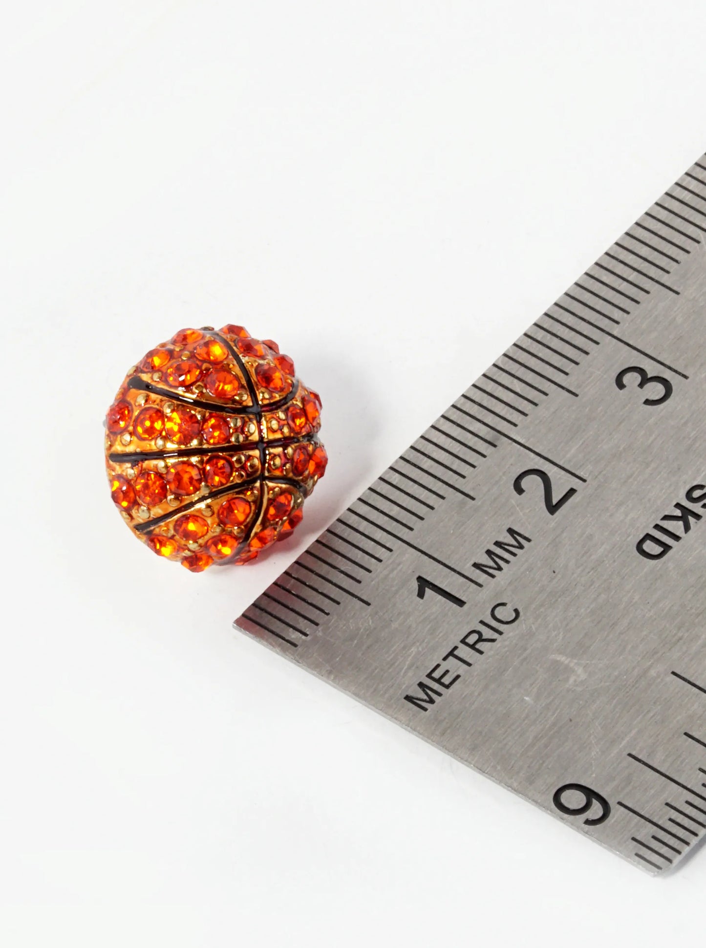 Crystal Pave 14mm Half Circle Basketball Stud Earrings