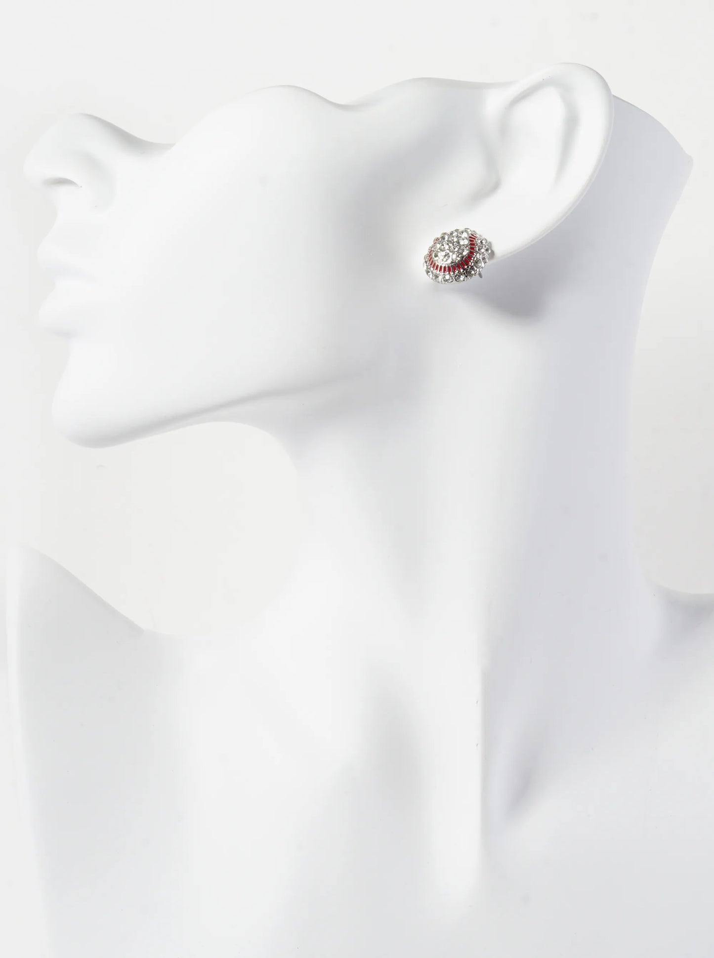 Crystal Pave 14mm Half Circle Tennis Ball Stud Earrings