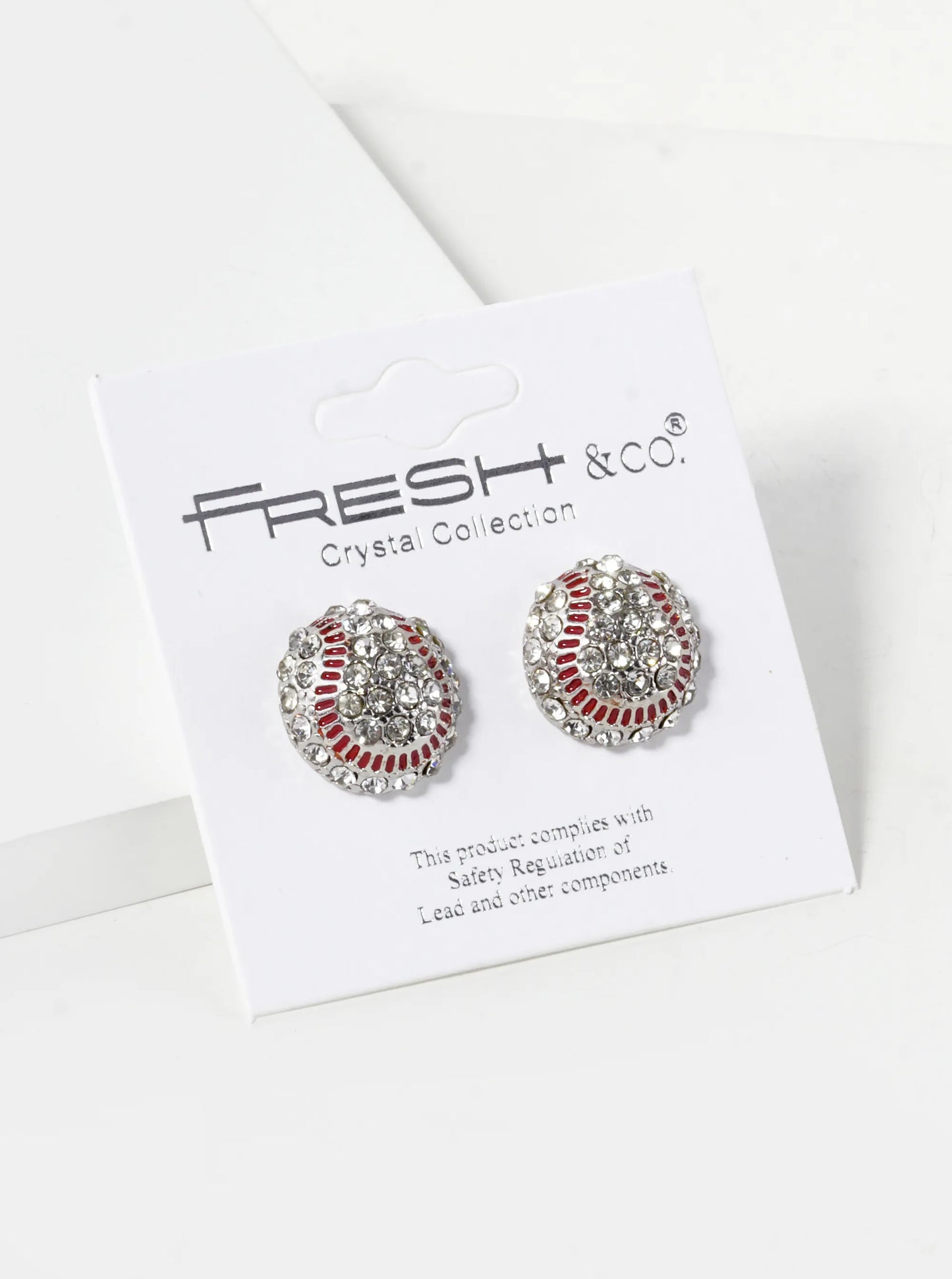 Crystal Pave 14mm Half Circle Tennis Ball Stud Earrings