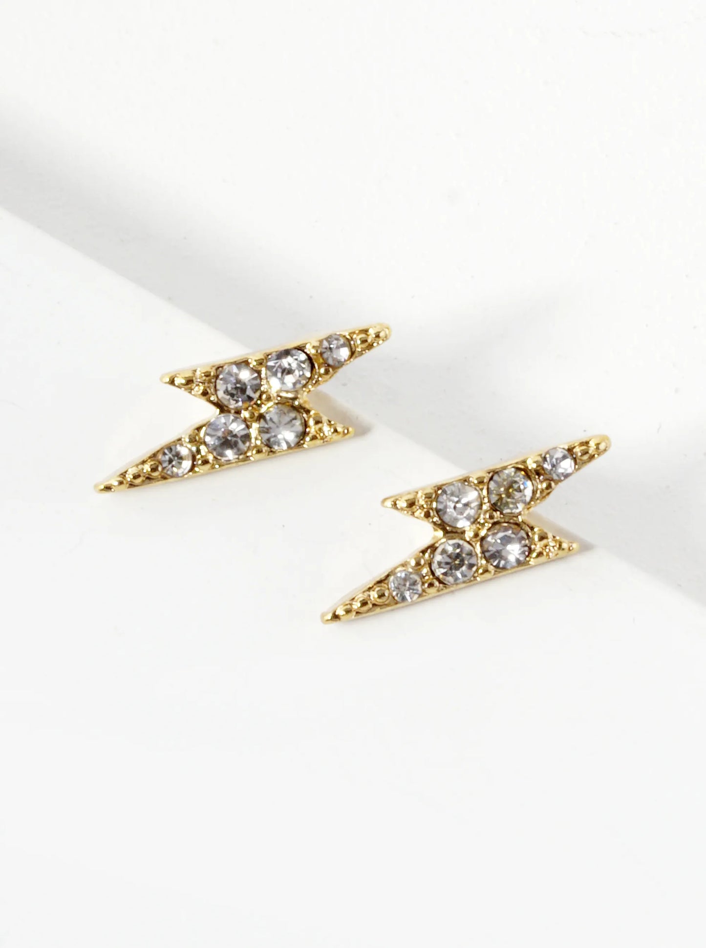 Crystal Pave 14mm Lightning Bolt Stud Earrings