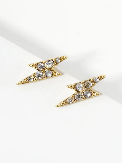 Crystal Pave 14mm Lightning Bolt Stud Earrings