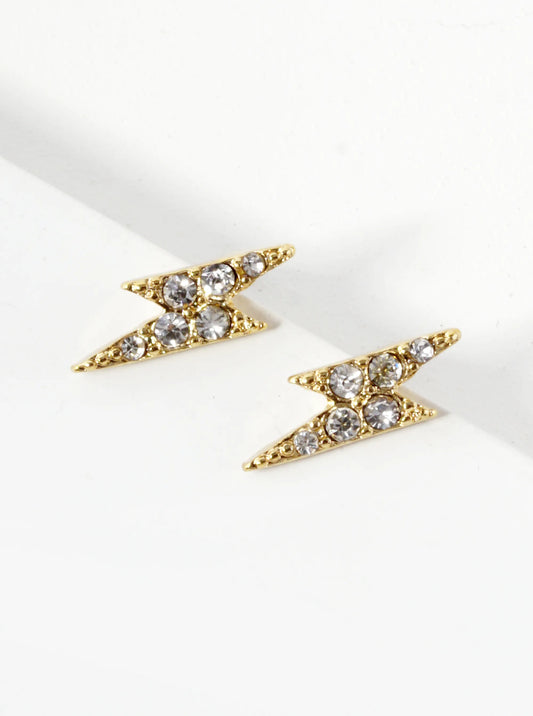 Crystal Pave 14mm Lightning Bolt Stud Earrings