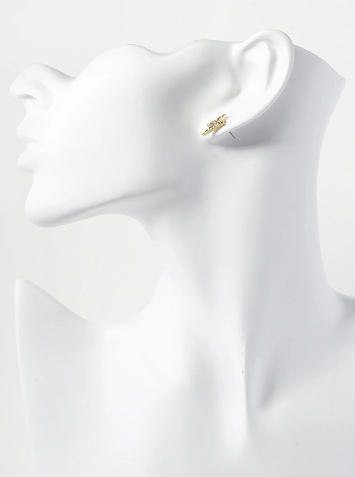 Crystal Pave 14mm Lightning Bolt Stud Earrings