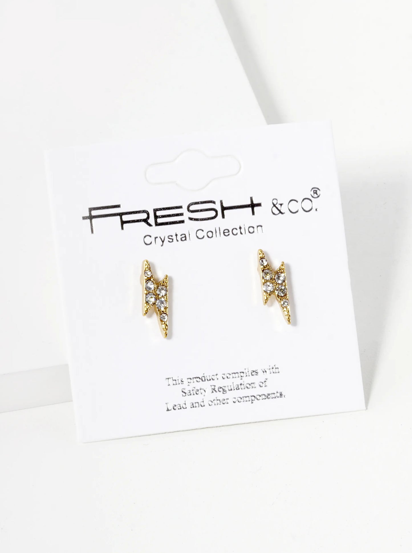 Crystal Pave 14mm Lightning Bolt Stud Earrings