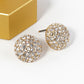 Crystal Pave 14mm Puffy Round Button Stud Earrings