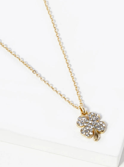 Crystal Pave 15mm Four-Leaf Clover Pendant Necklace