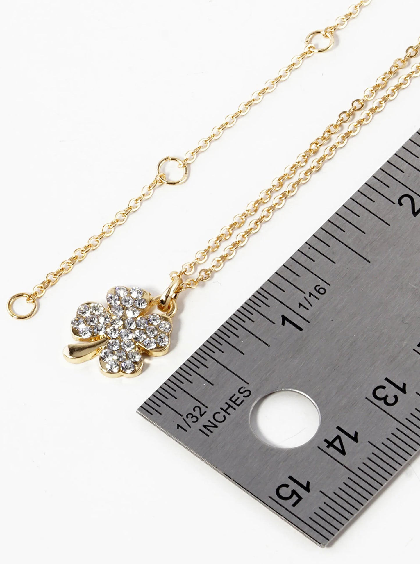 Crystal Pave 15mm Four-Leaf Clover Pendant Necklace