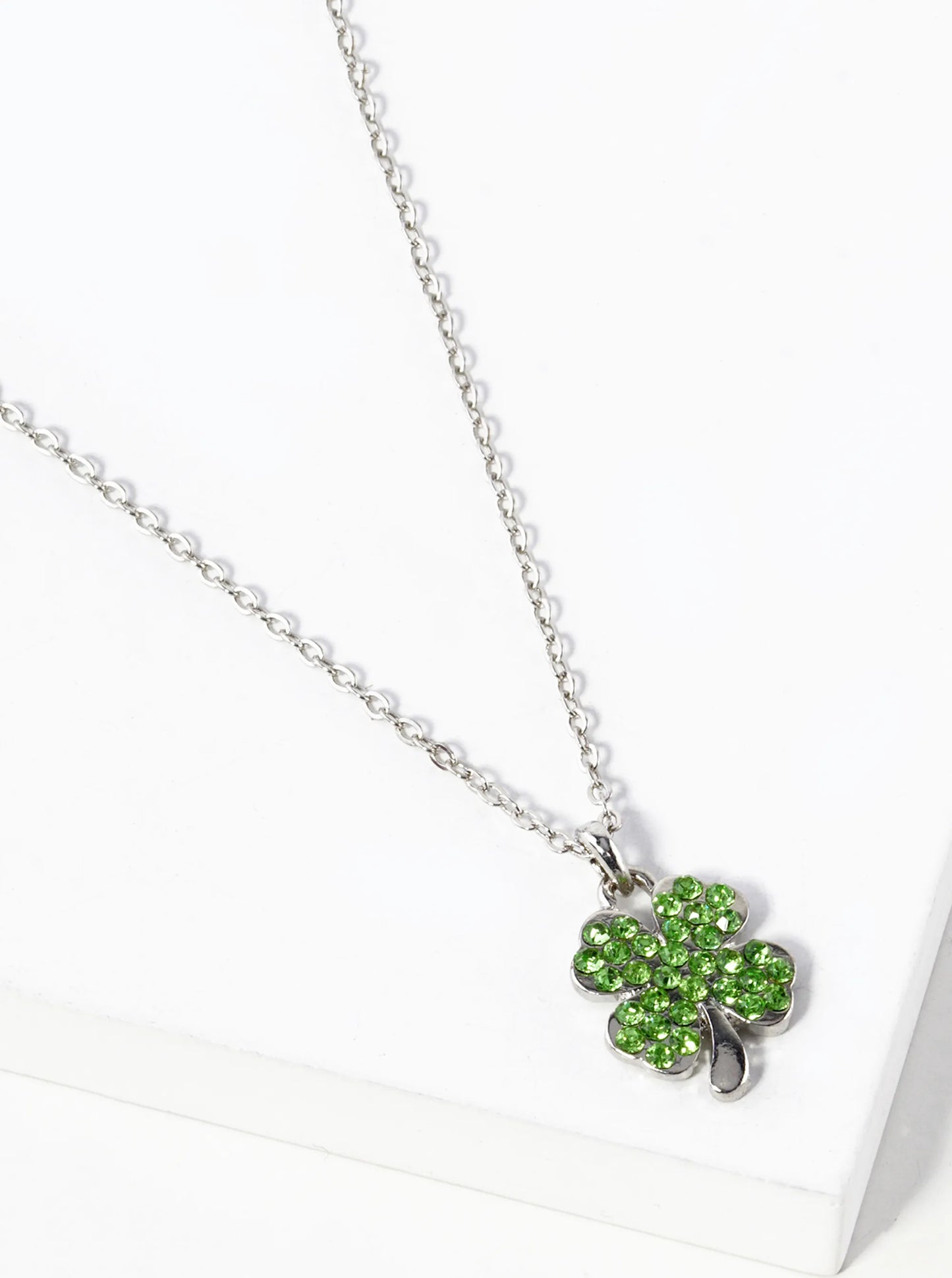 Crystal Pave 15mm Four-Leaf Clover Pendant Necklace