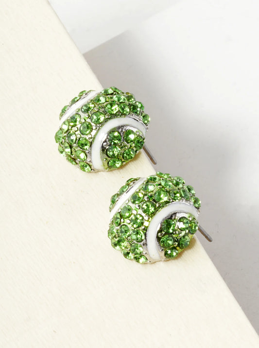 Crystal Pave 15mm Half Circle Baseball Stud Earrings