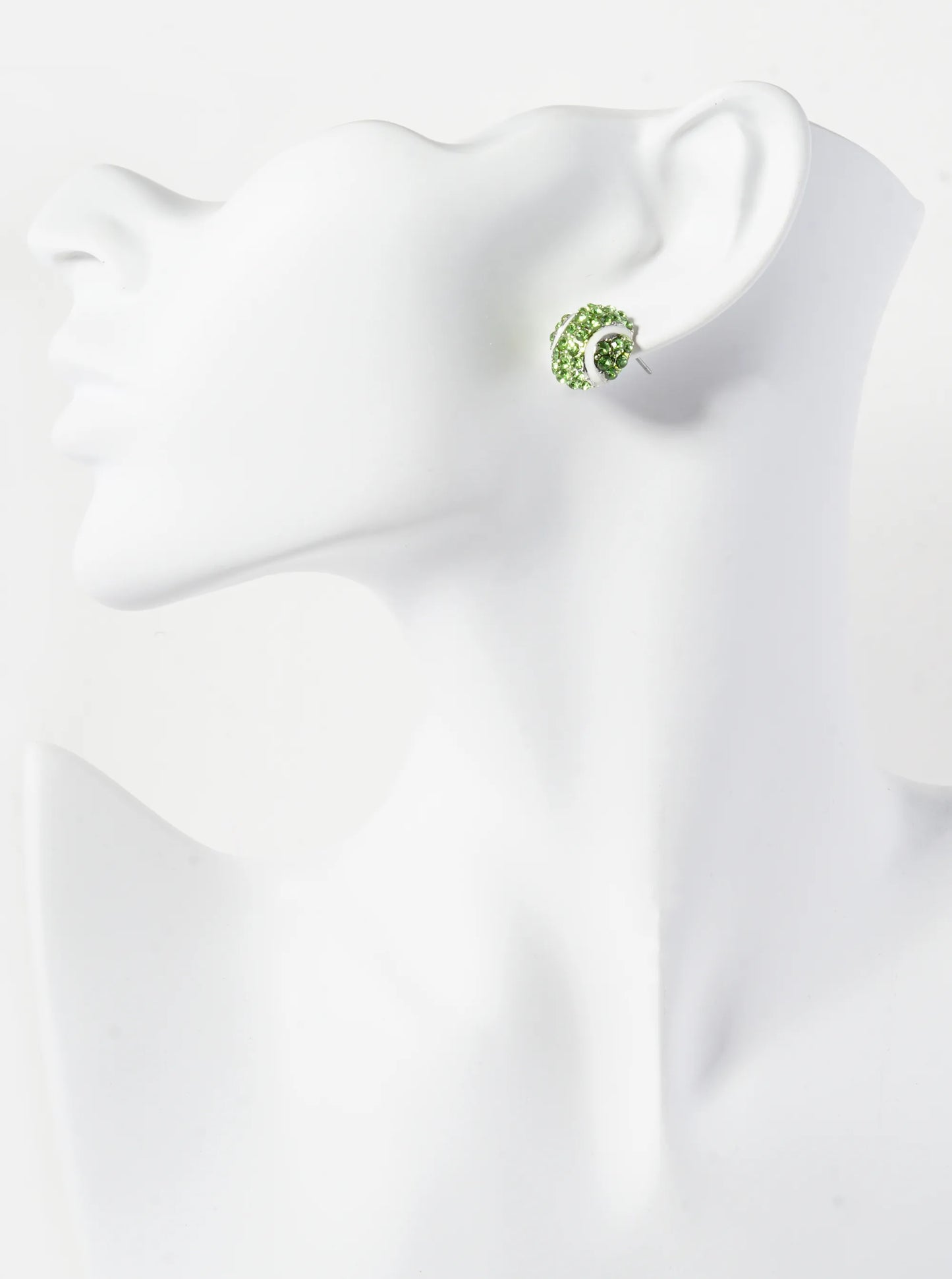 Crystal Pave 15mm Half Circle Baseball Stud Earrings