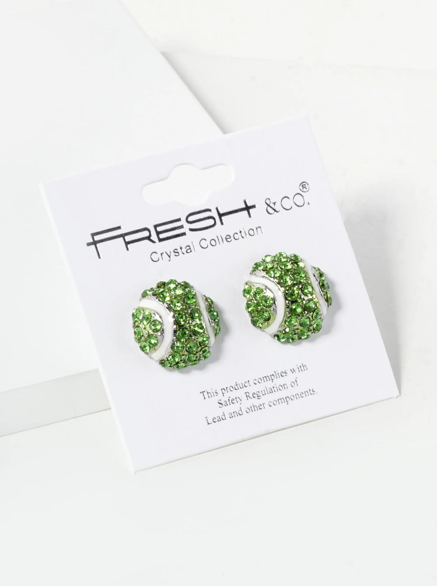 Crystal Pave 15mm Half Circle Baseball Stud Earrings