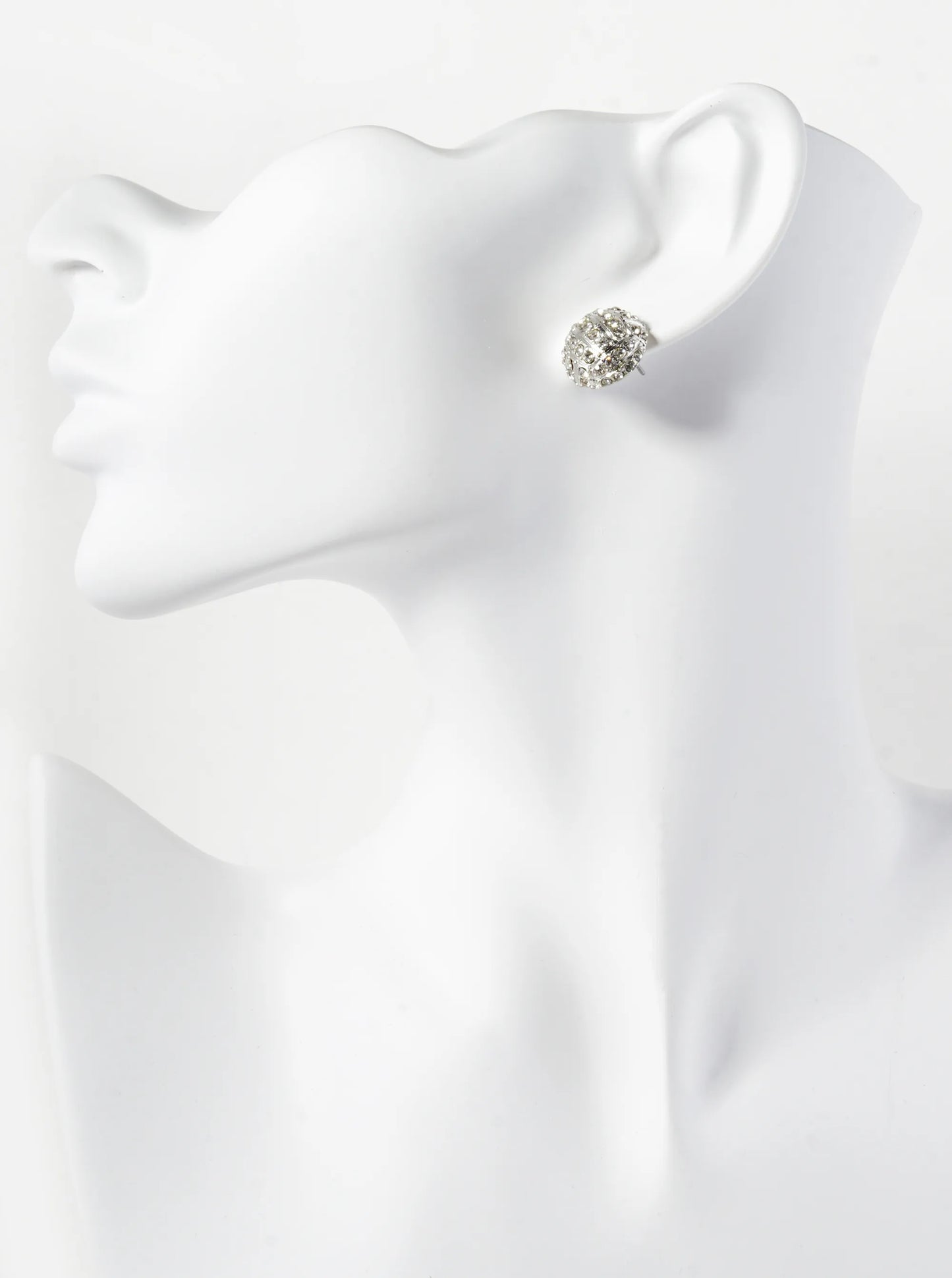 Crystal Pave 15mm Half Circle Volleyball Stud Earrings