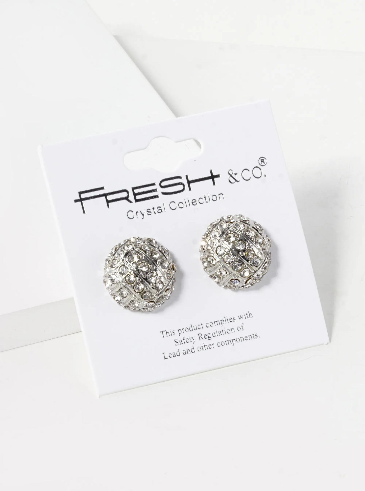 Crystal Pave 15mm Half Circle Volleyball Stud Earrings