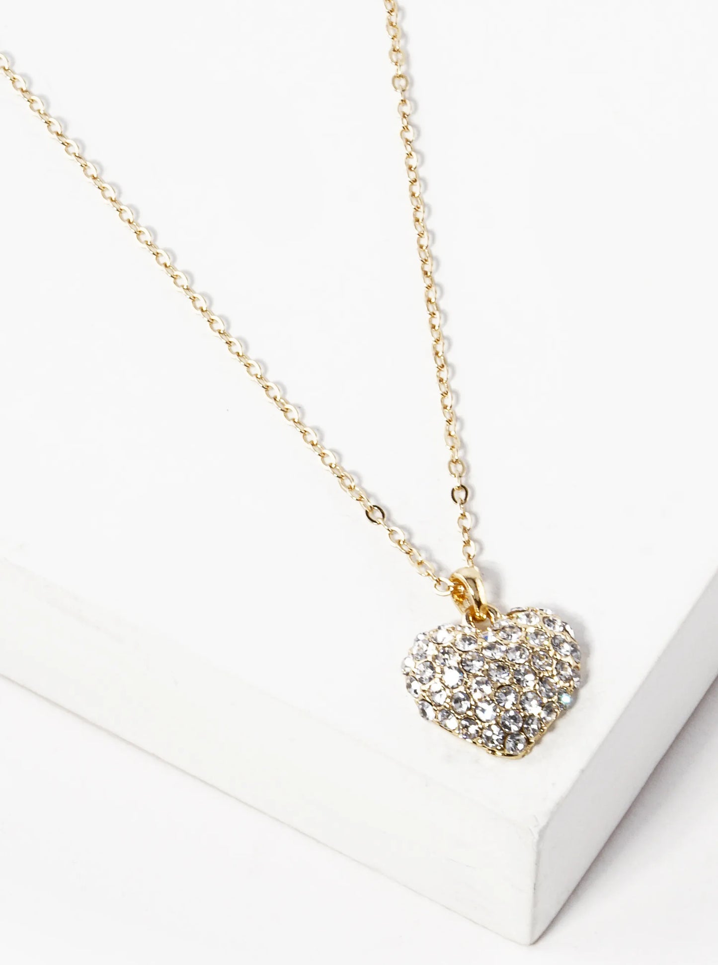 Crystal Pave 15mm Heart Pendant Necklace
