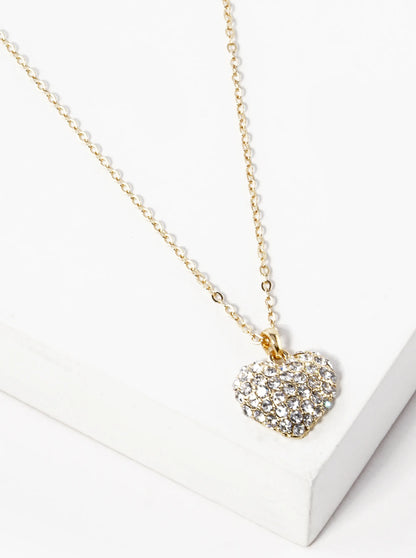 Crystal Pave 15mm Heart Pendant Necklace