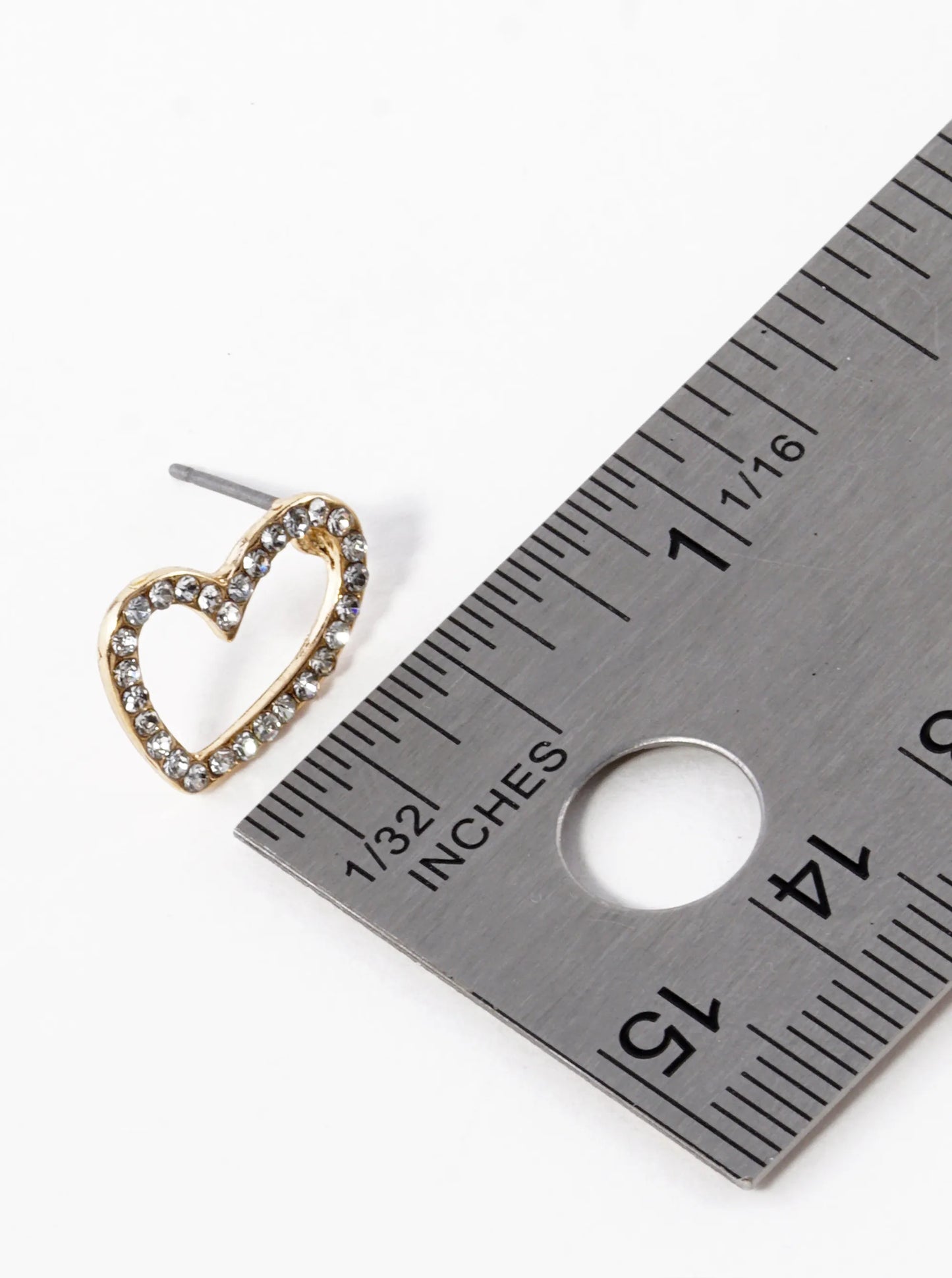 Crystal Pave 15mm Heart Stud Earrings