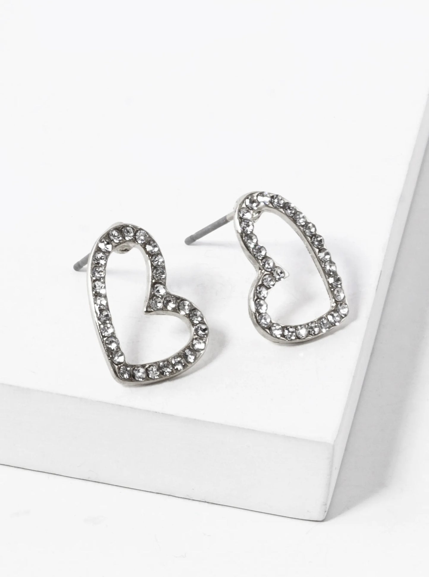 Crystal Pave 15mm Heart Stud Earrings