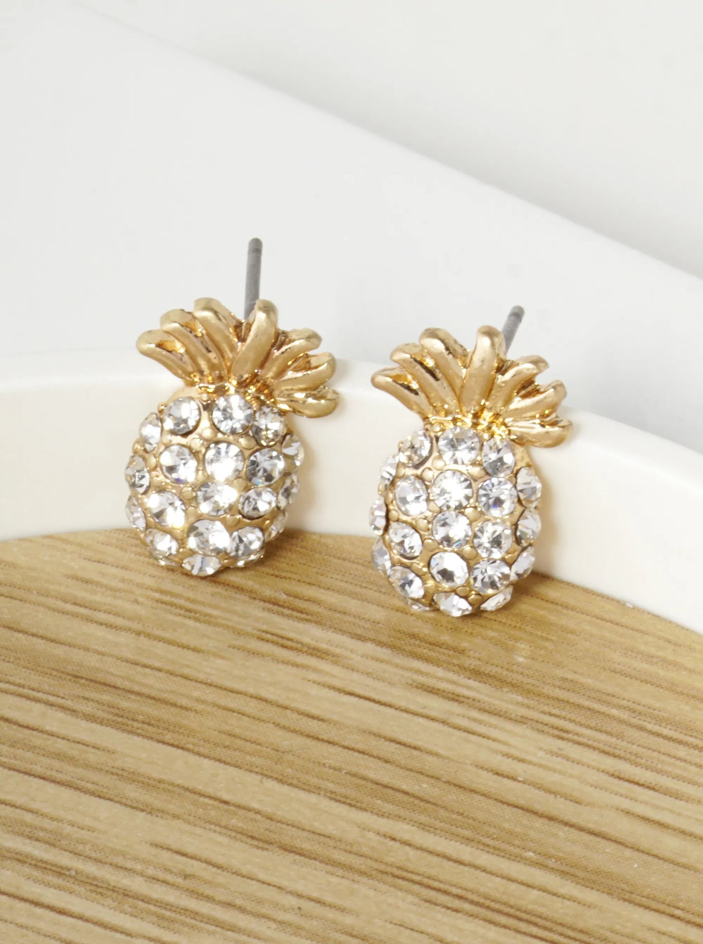 Crystal Pave 15mm Pineapple Stud Earrings