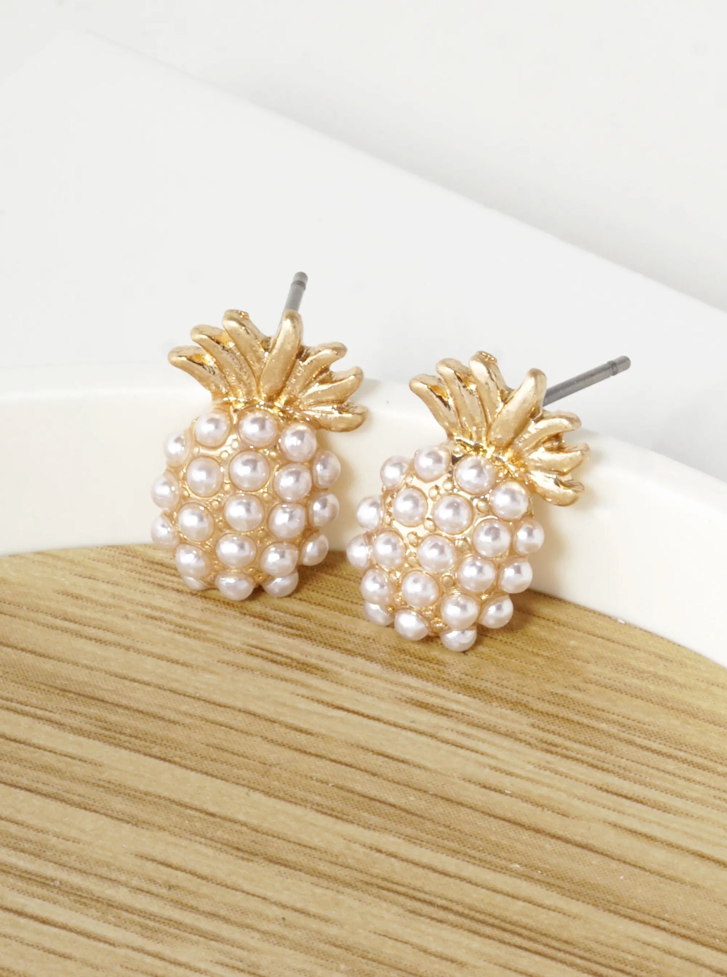 Crystal Pave 15mm Pineapple Stud Earrings