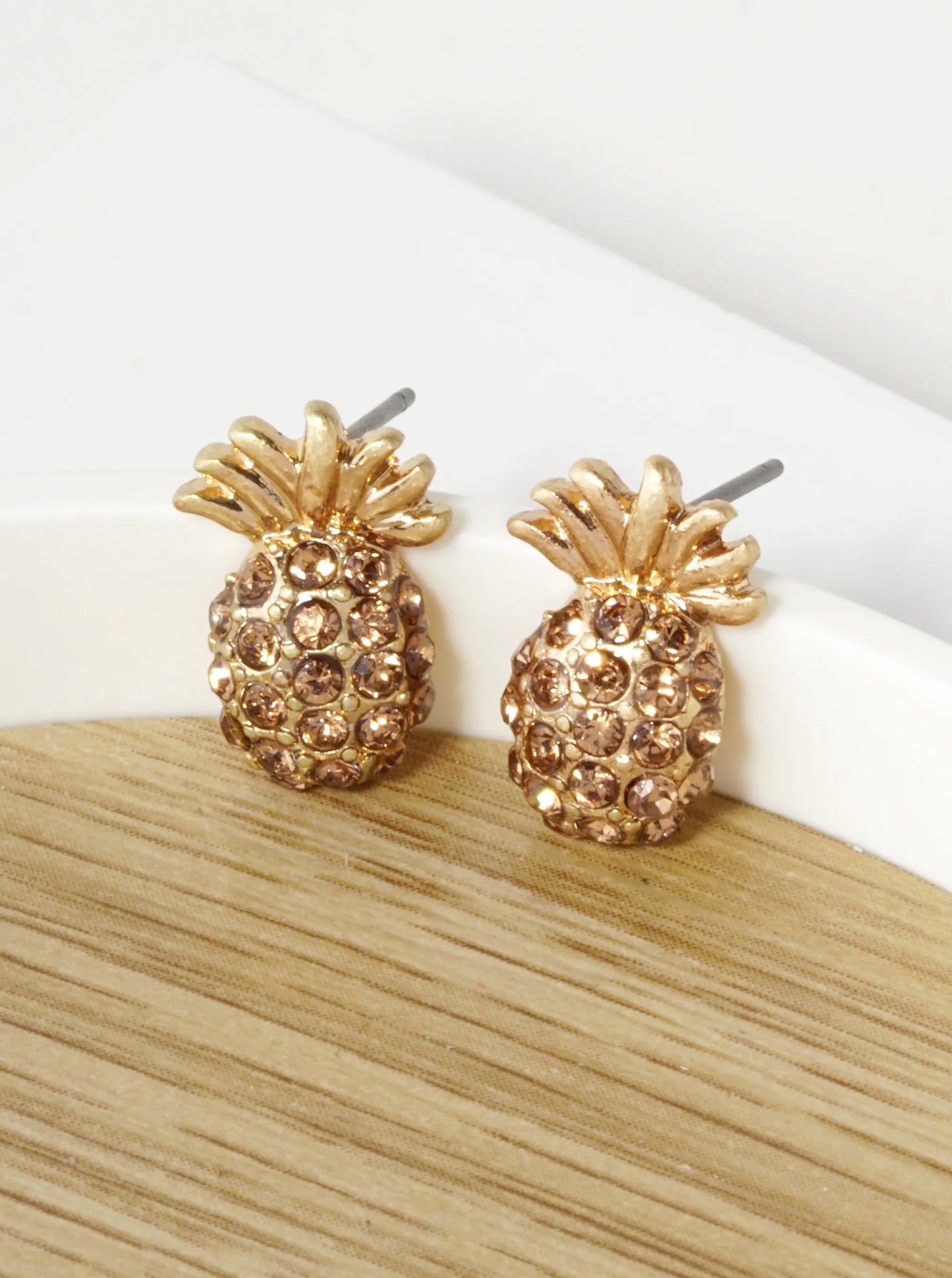 Crystal Pave 15mm Pineapple Stud Earrings