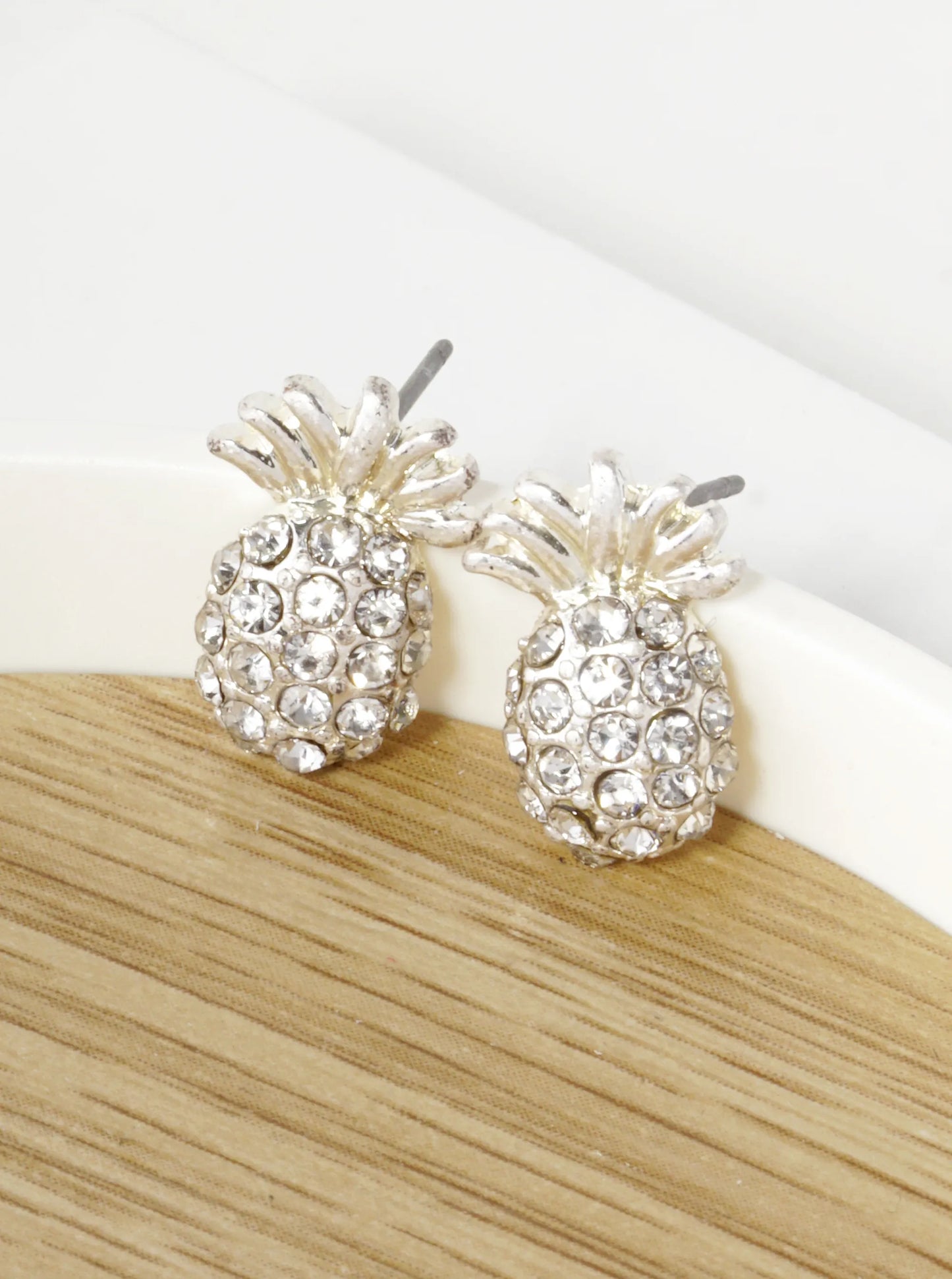Crystal Pave 15mm Pineapple Stud Earrings