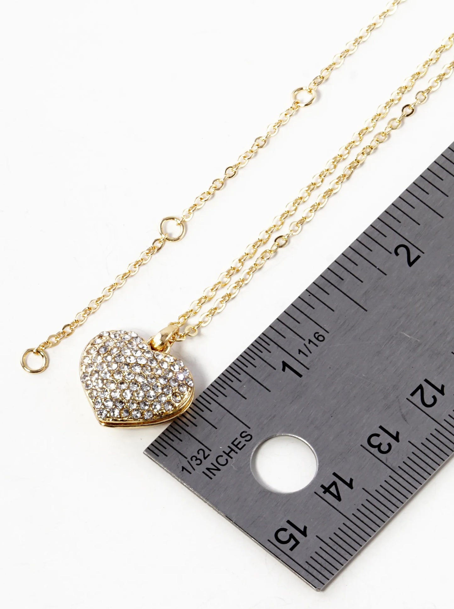 Crystal Pave 15mm Puffy Heart Pendant Necklace