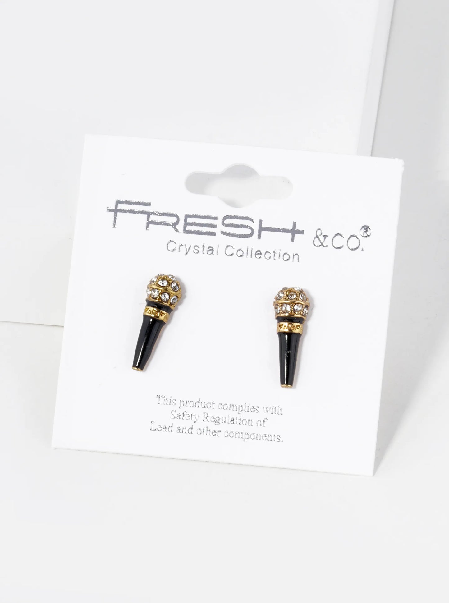Crystal Pave 15mm Tiny Microphone Stud Earrings