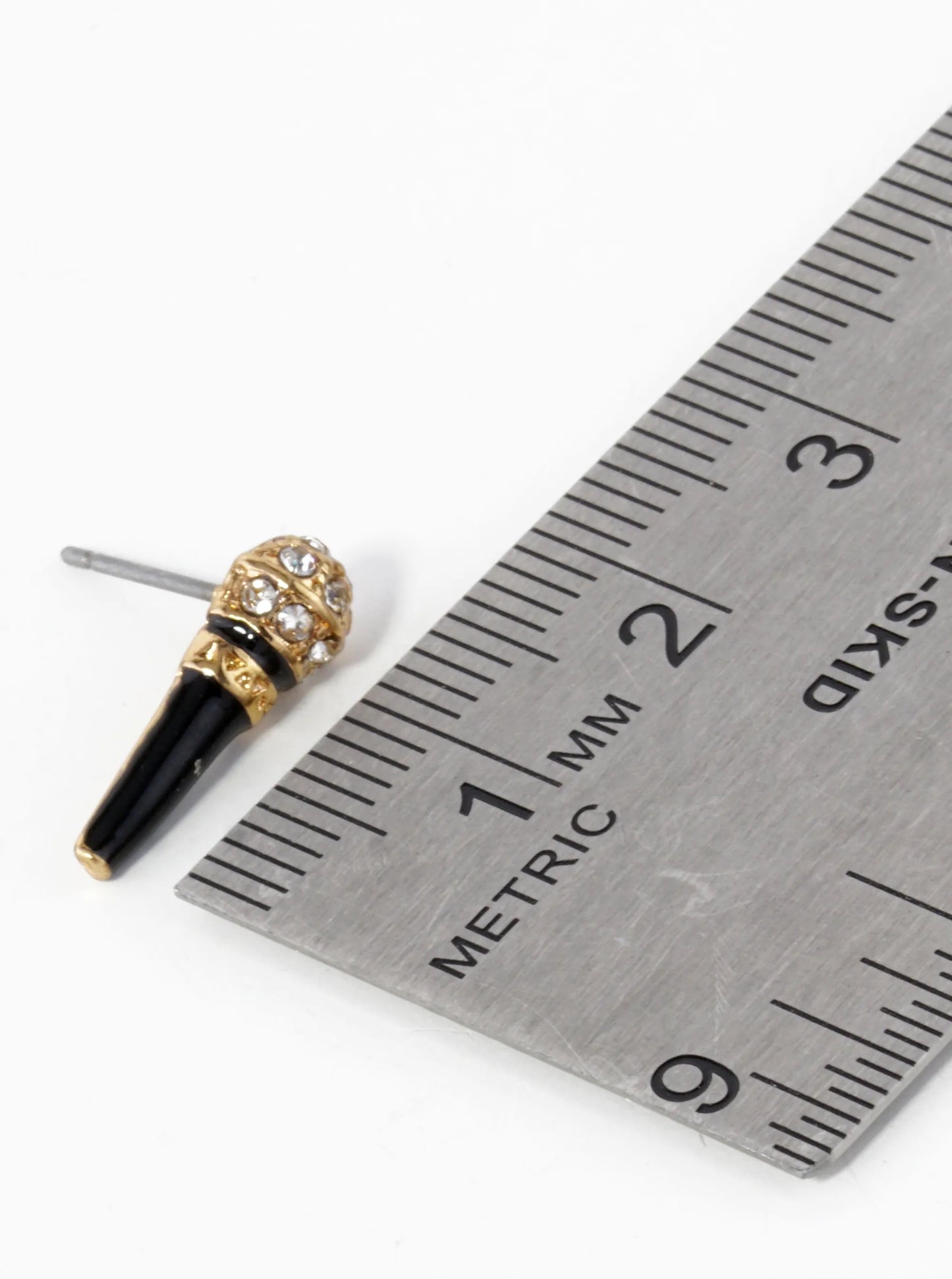 Crystal Pave 15mm Tiny Microphone Stud Earrings