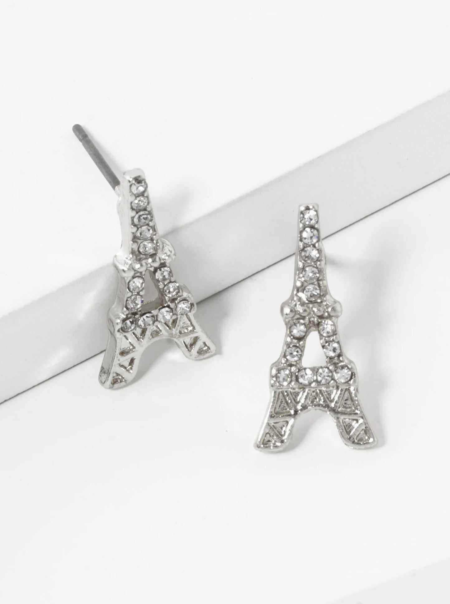 Crystal Pave 17mm Eiffel Tower Stud Earrings