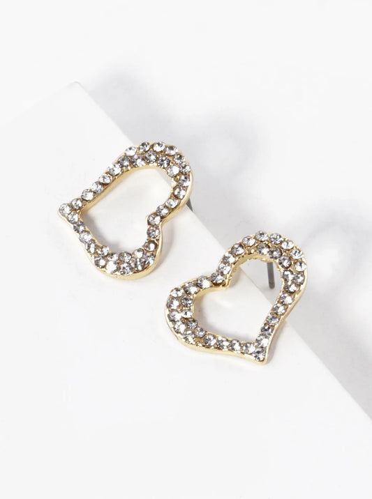 Crystal Pave 17mm Heart Stud Earrings